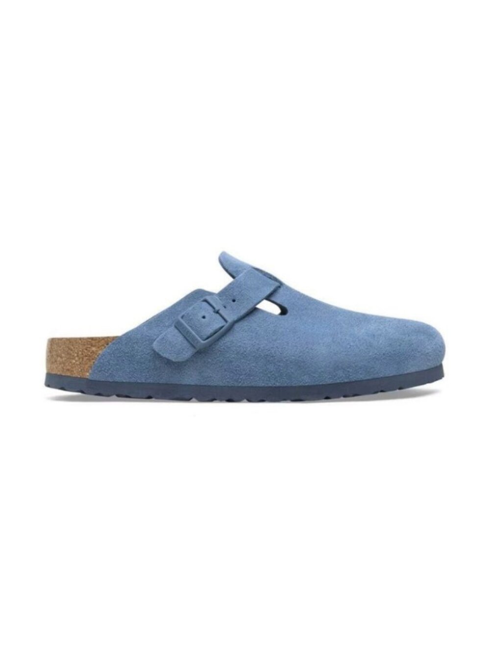 Birkenstock Boston Soft Footbed Unisex Suede Leather Clog Sandal Elemental Blue